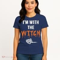 Halloween Shirt For Husbands I'm With The Witch She Be Crazy Women's T-Shirt thumb 4