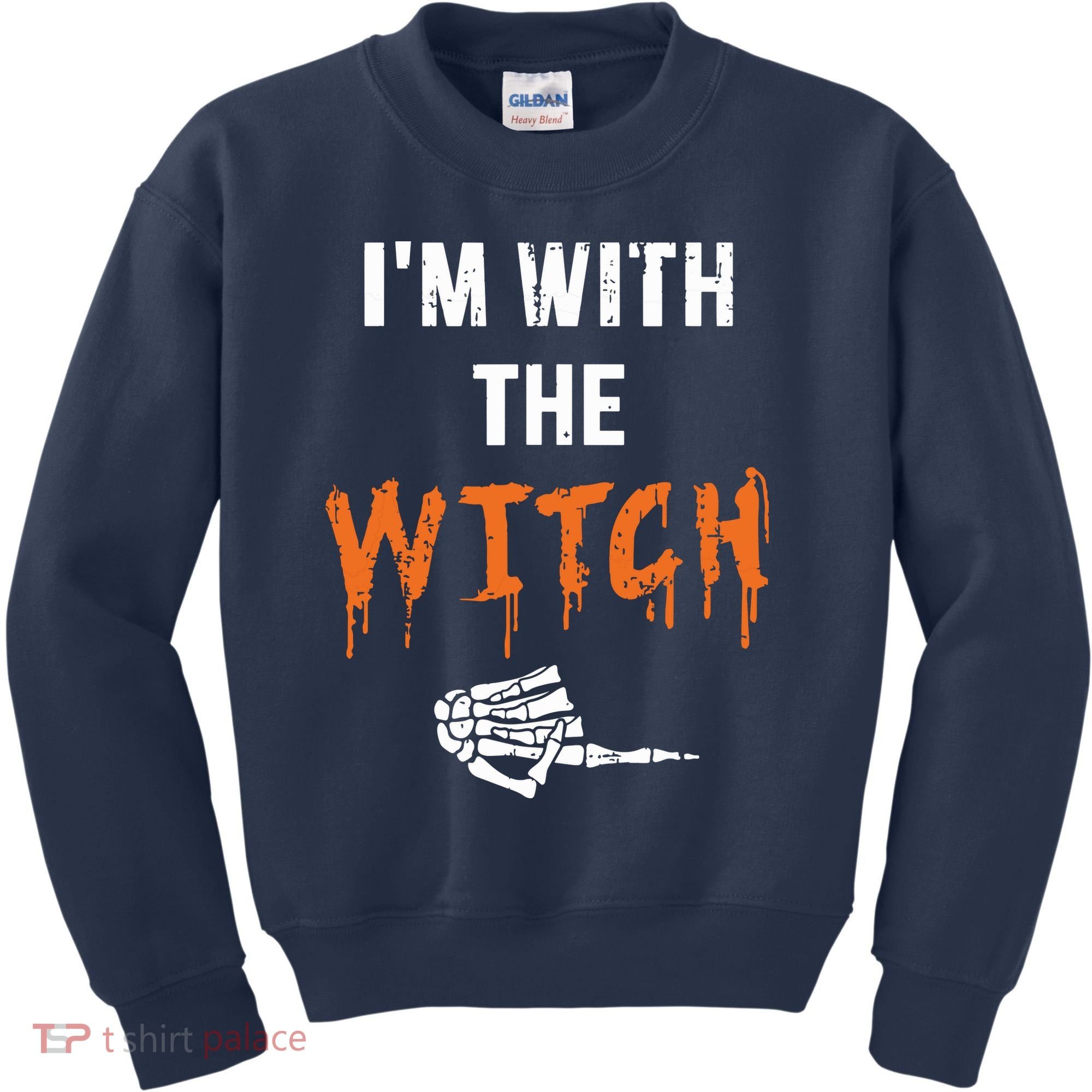 Halloween Shirt For Husbands I'm With The Witch She Be Crazy Kids Sweatshirt