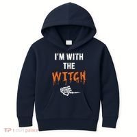 Halloween Shirt For Husbands I'm With The Witch She Be Crazy Kids Hoodie thumb 0
