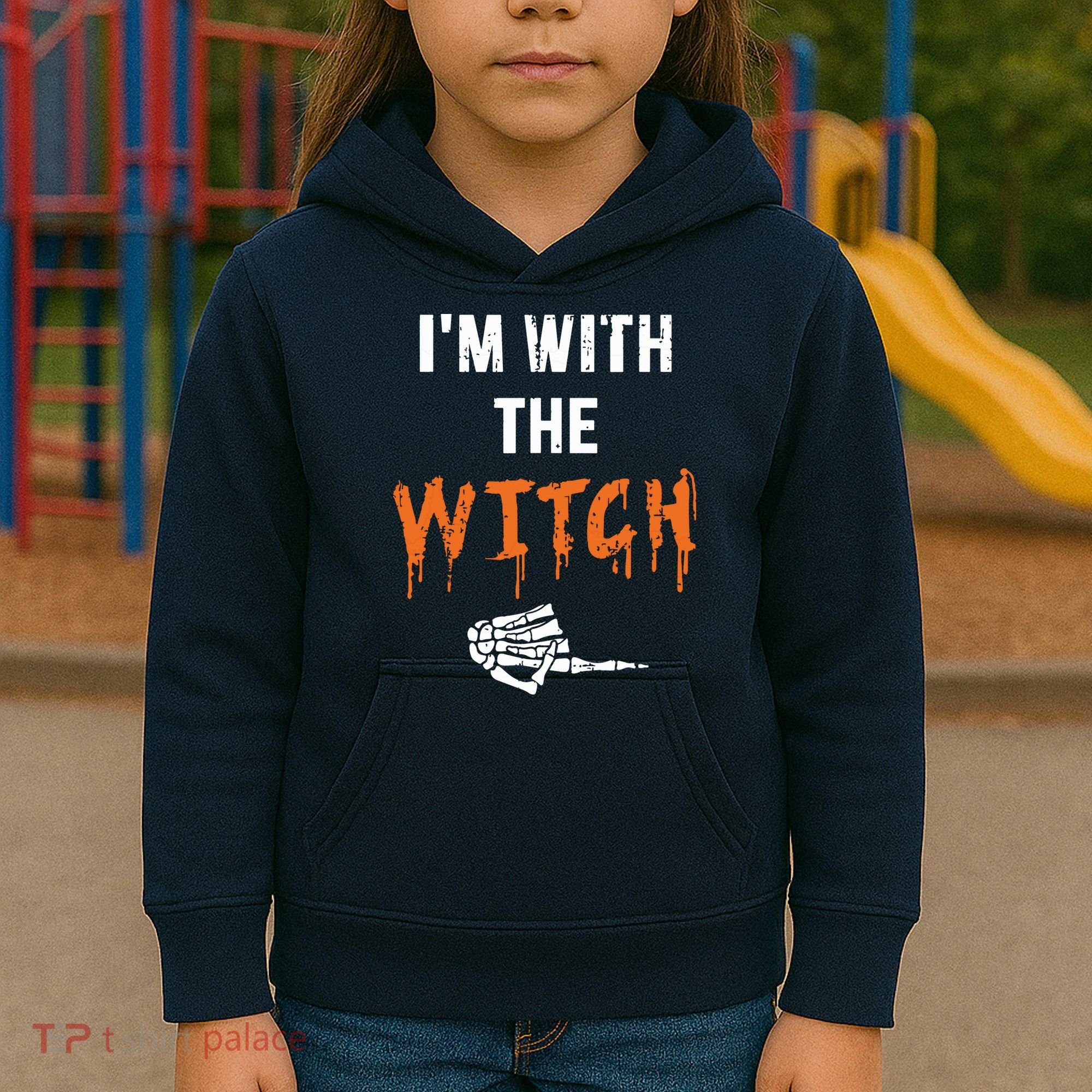 Halloween Shirt For Husbands I'm With The Witch She Be Crazy Kids Hoodie
