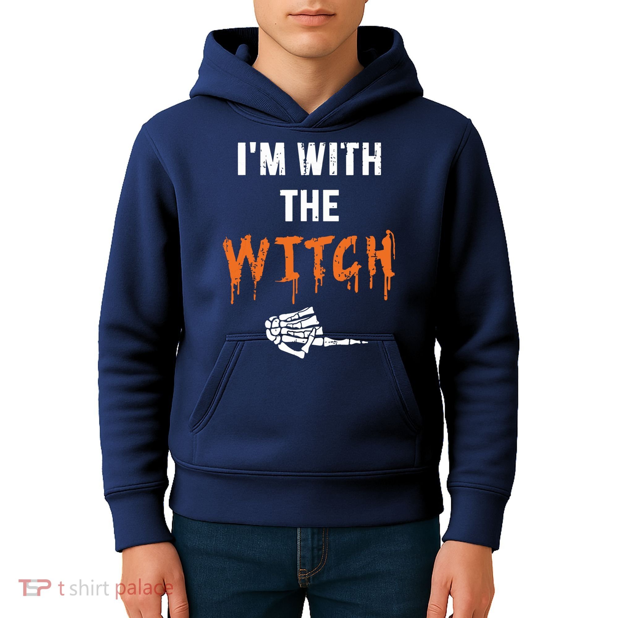 Halloween Shirt For Husbands I'm With The Witch She Be Crazy Kids Hoodie