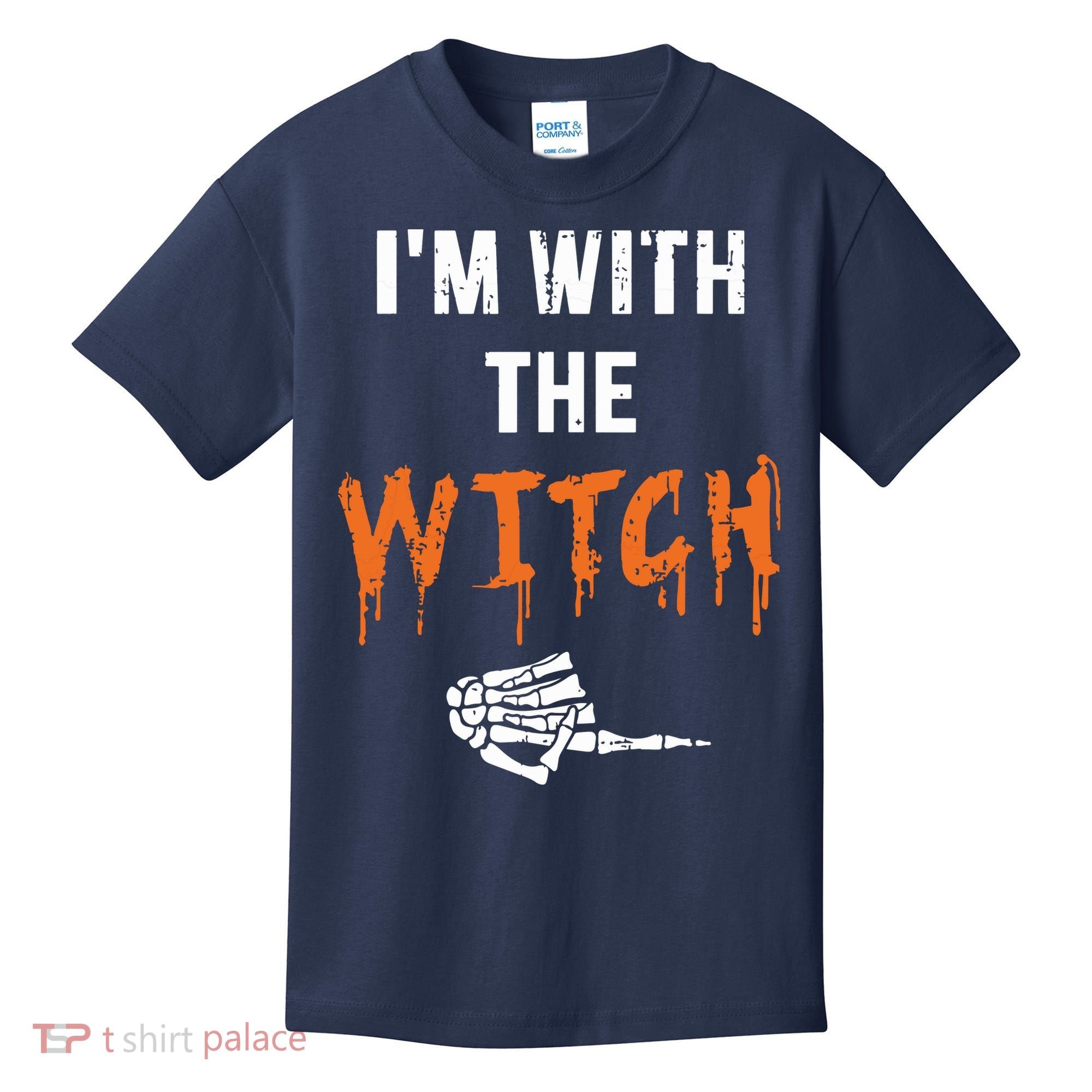 Halloween Shirt For Husbands I'm With The Witch She Be Crazy Kids T-Shirt