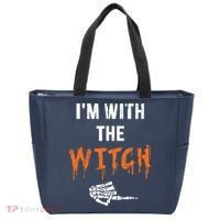 Halloween Shirt For Husbands I'm With The Witch She Be Crazy Tote Bag thumb 0