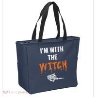 Halloween Shirt For Husbands I'm With The Witch She Be Crazy Tote Bag thumb 2