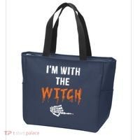Halloween Shirt For Husbands I'm With The Witch She Be Crazy Tote Bag thumb 3
