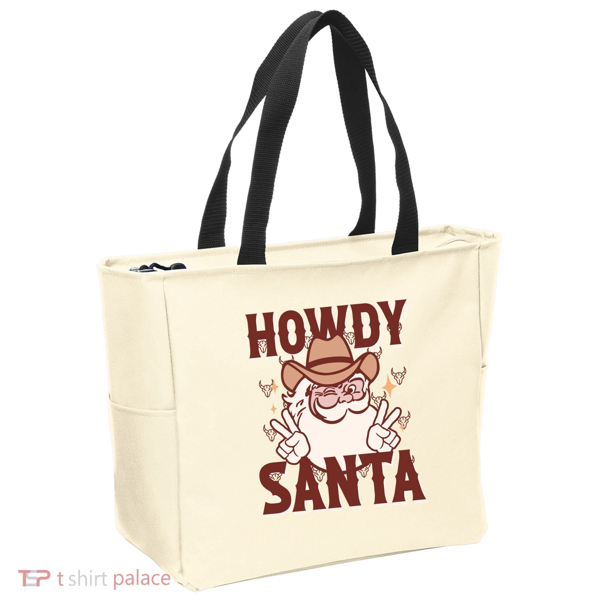 Howdy Santa Funny Christmas Holiday Tote Bag