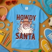 Howdy Santa Funny Christmas Holiday Kids T-Shirt thumb 3