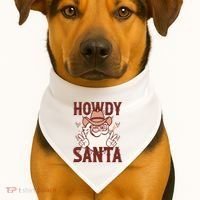 Howdy Santa Funny Christmas Holiday USA-Made Doggie Bandana thumb 1