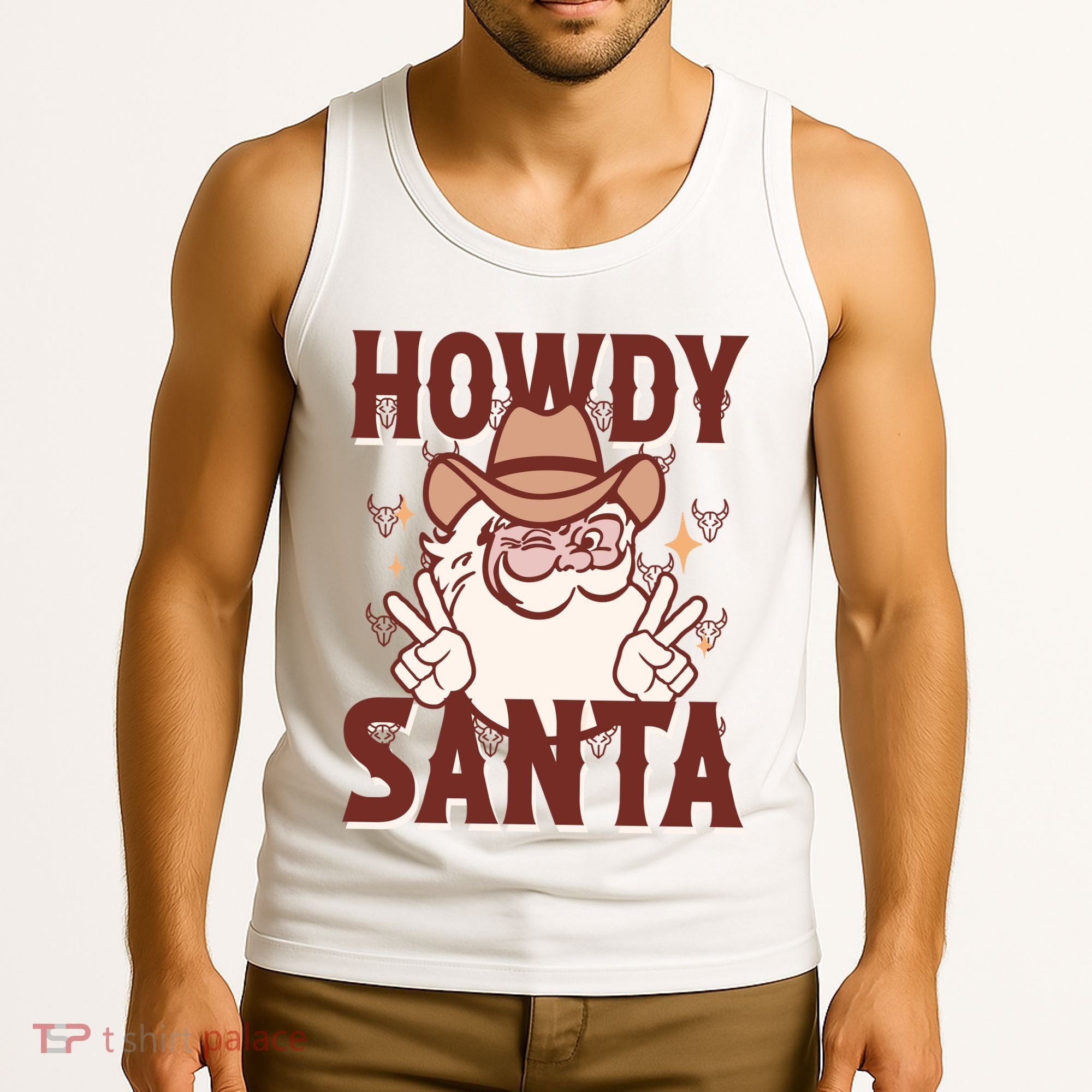 Howdy Santa Funny Christmas Holiday Tank Top