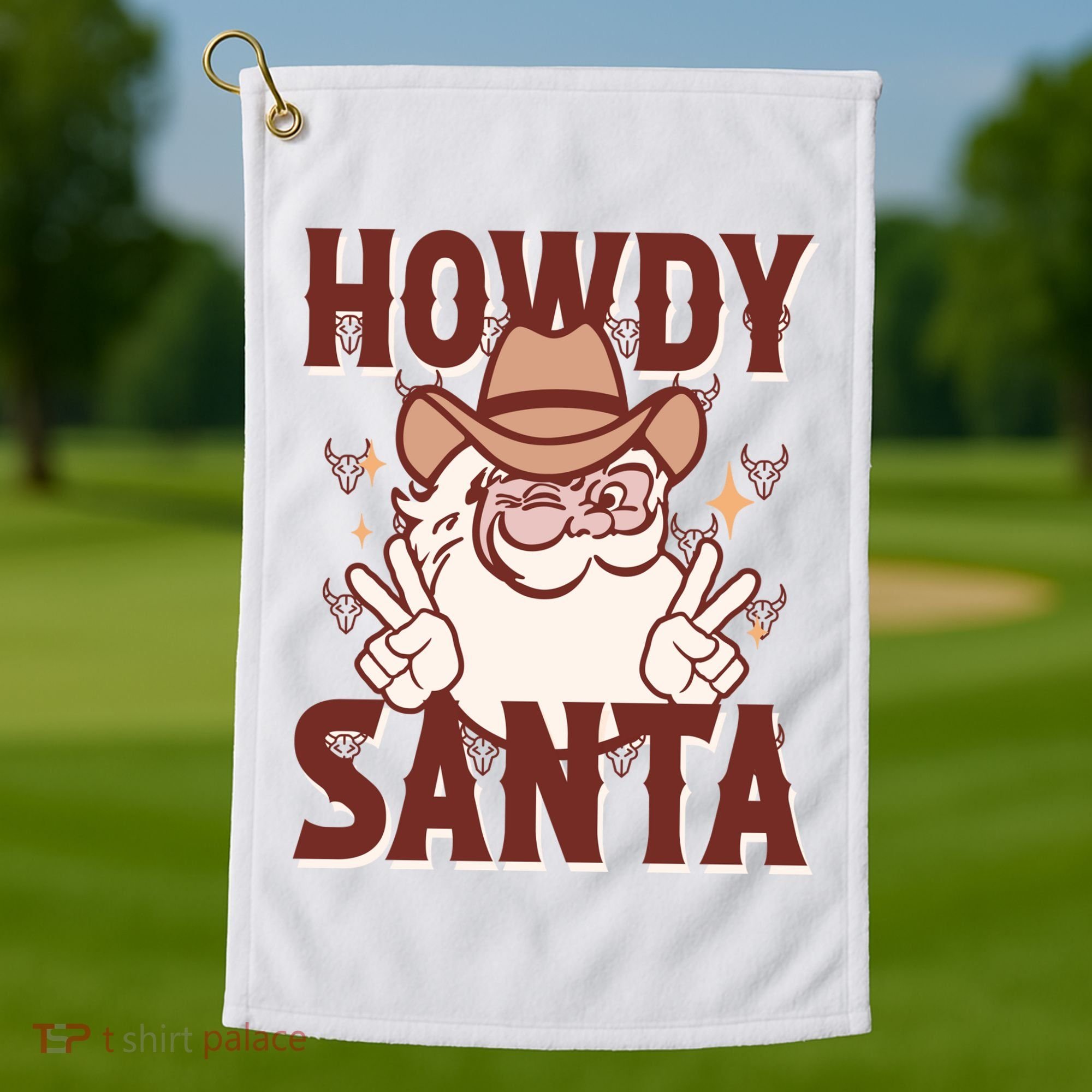 Howdy Santa Funny Christmas Holiday Golf Towel