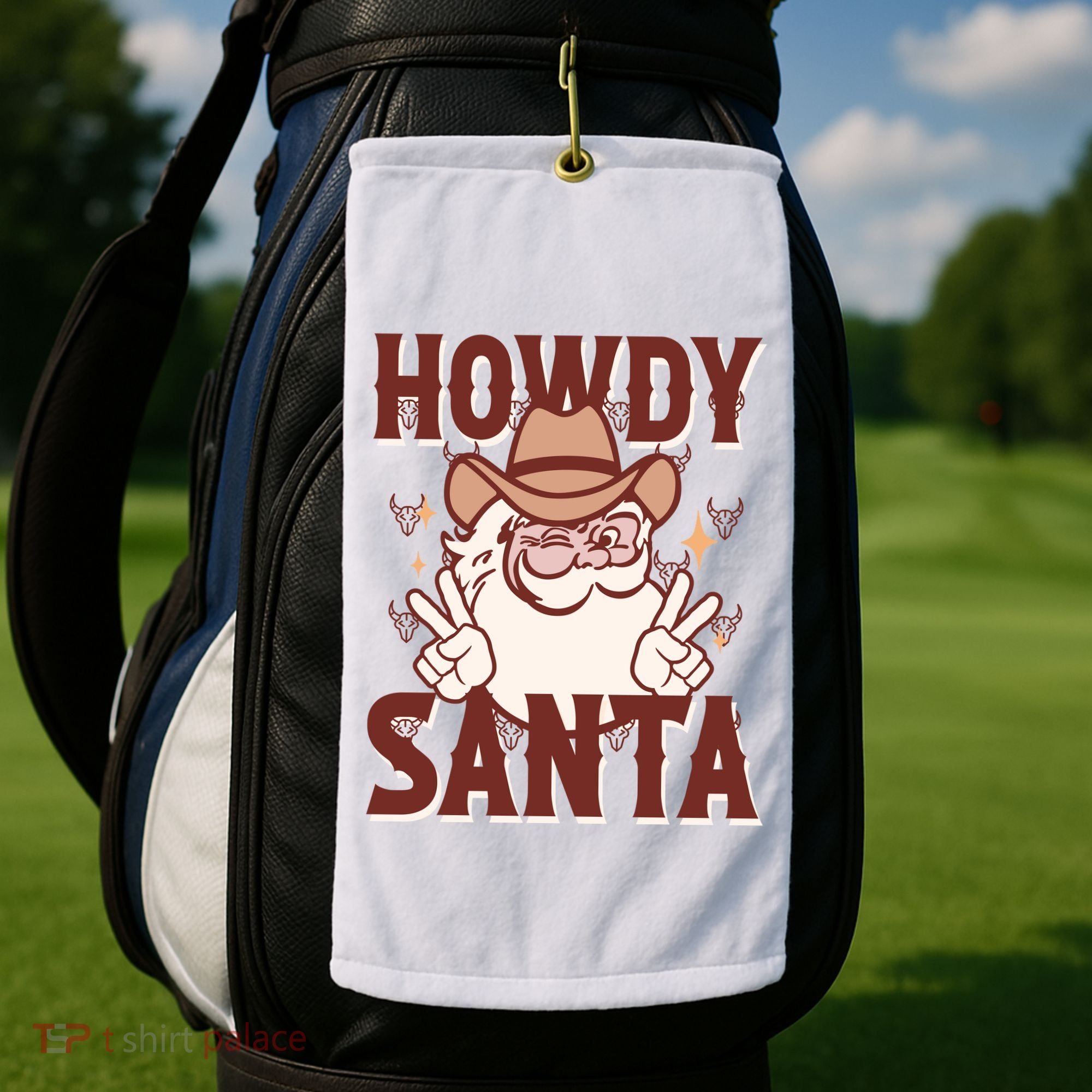 Howdy Santa Funny Christmas Holiday Golf Towel