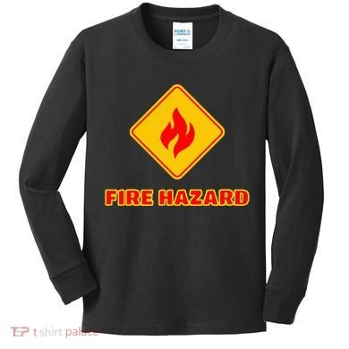 Hot Sexy Fireman Firefighter Pyro Fireworks Technician Kids Long Sleeve Shirt