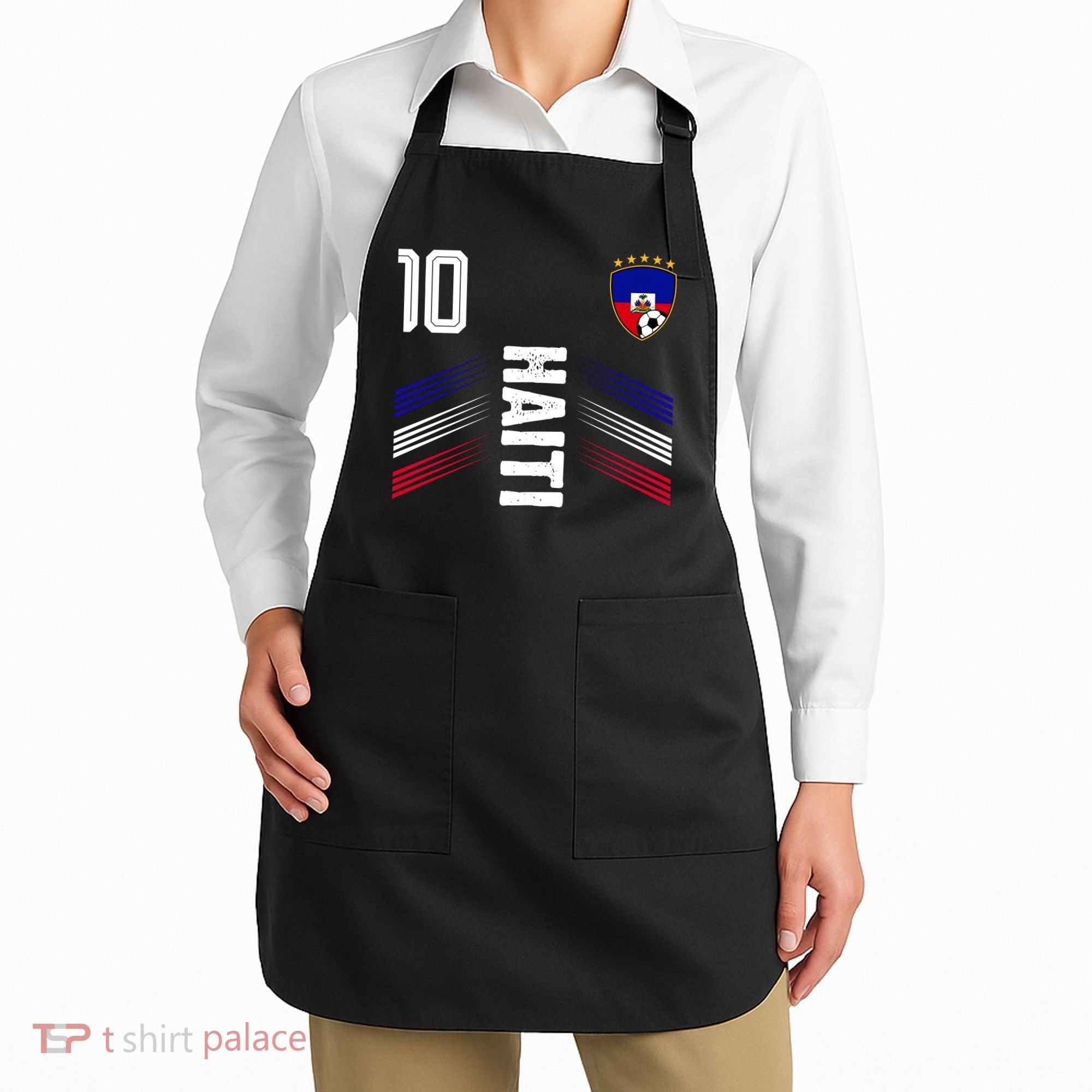 Haiti Soccer Fan Number 10 Graphic Jersey Apron