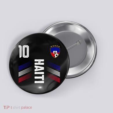 Haiti Soccer Fan Number 10 Graphic Jersey Button