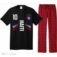 Haiti Soccer Fan Number 10 Graphic Jersey Pajama Set thumb 0