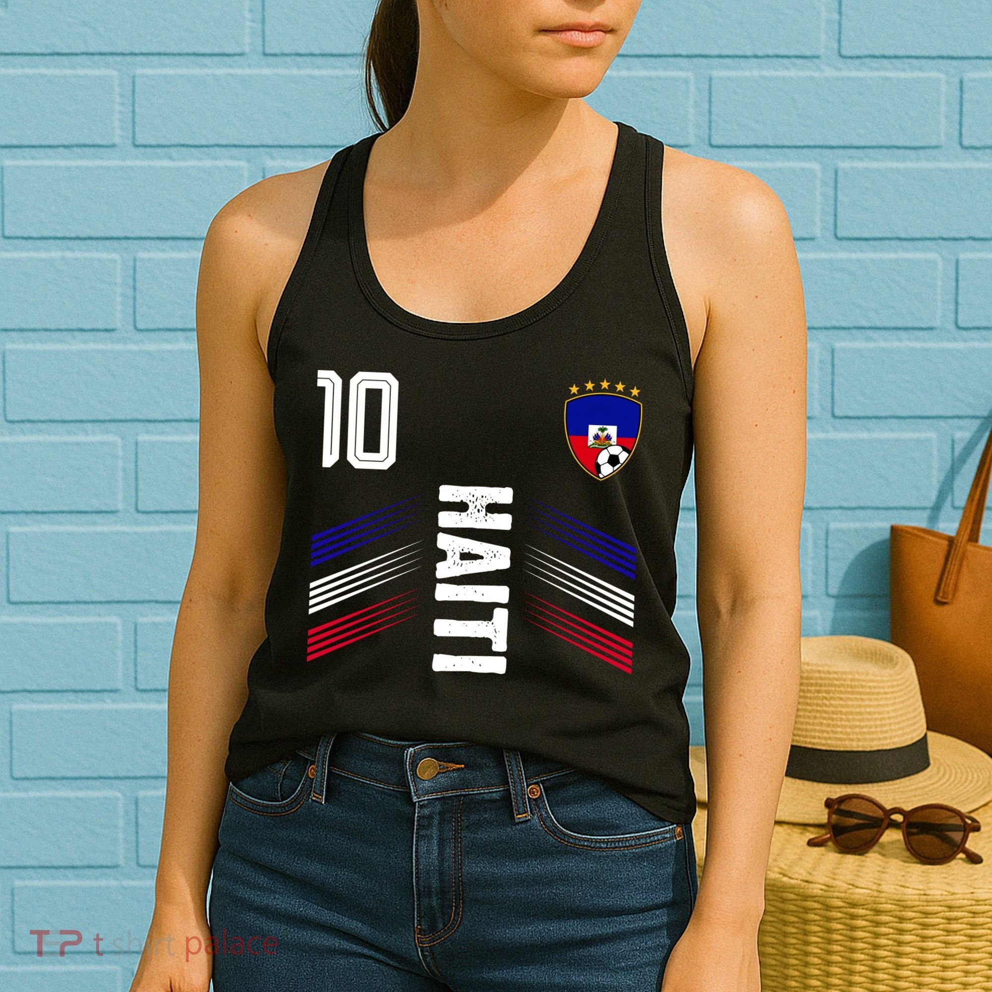 Haiti Soccer Fan Number 10 Graphic Jersey Women's Tank Top