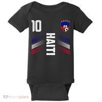 Haiti Soccer Fan Number 10 Graphic Jersey Baby Bodysuit thumb 0