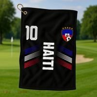 Haiti Soccer Fan Number 10 Graphic Jersey Golf Towel thumb 1