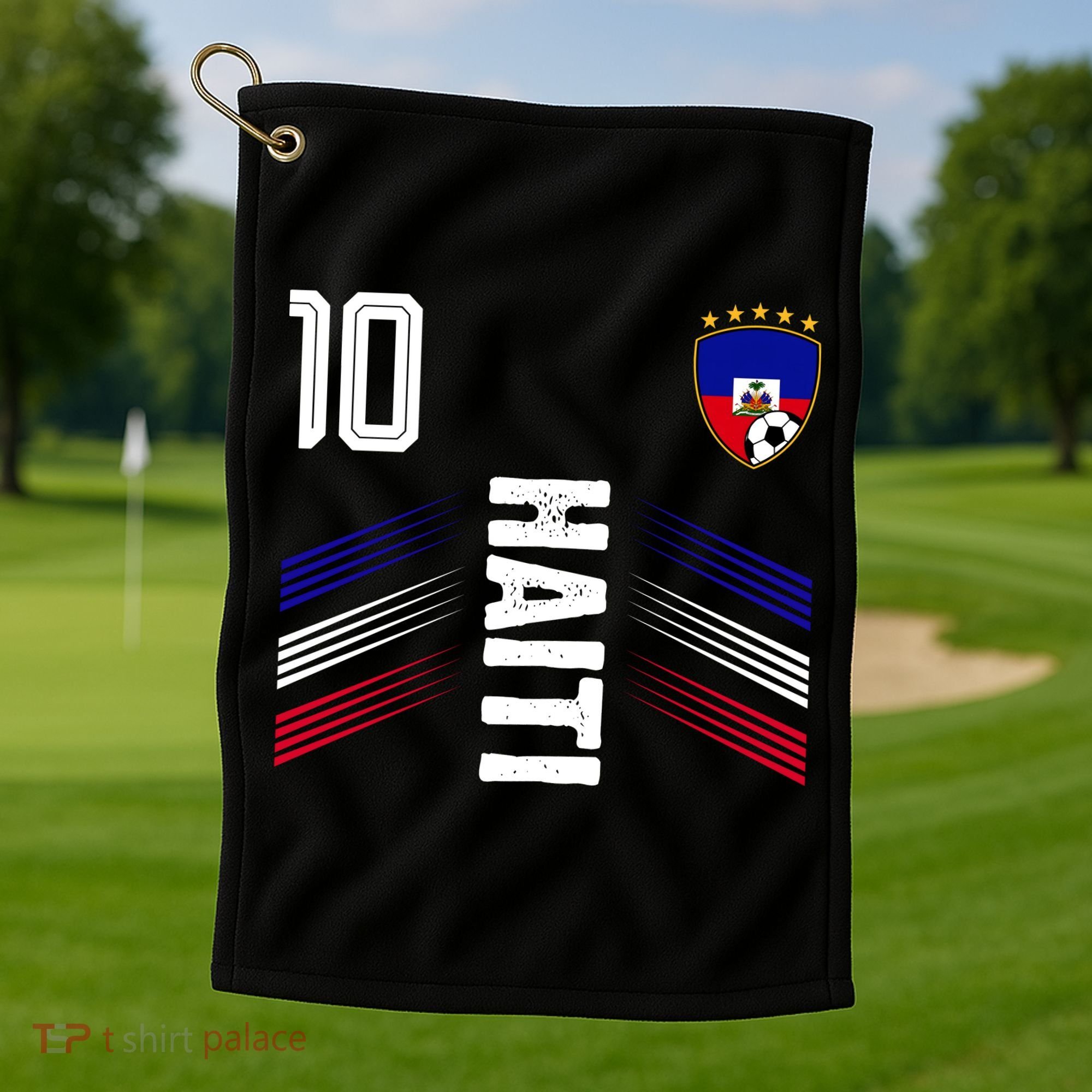 Haiti Soccer Fan Number 10 Graphic Jersey Golf Towel