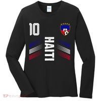 Haiti Soccer Fan Number 10 Graphic Jersey Women's Long Sleeve Shirt thumb 0