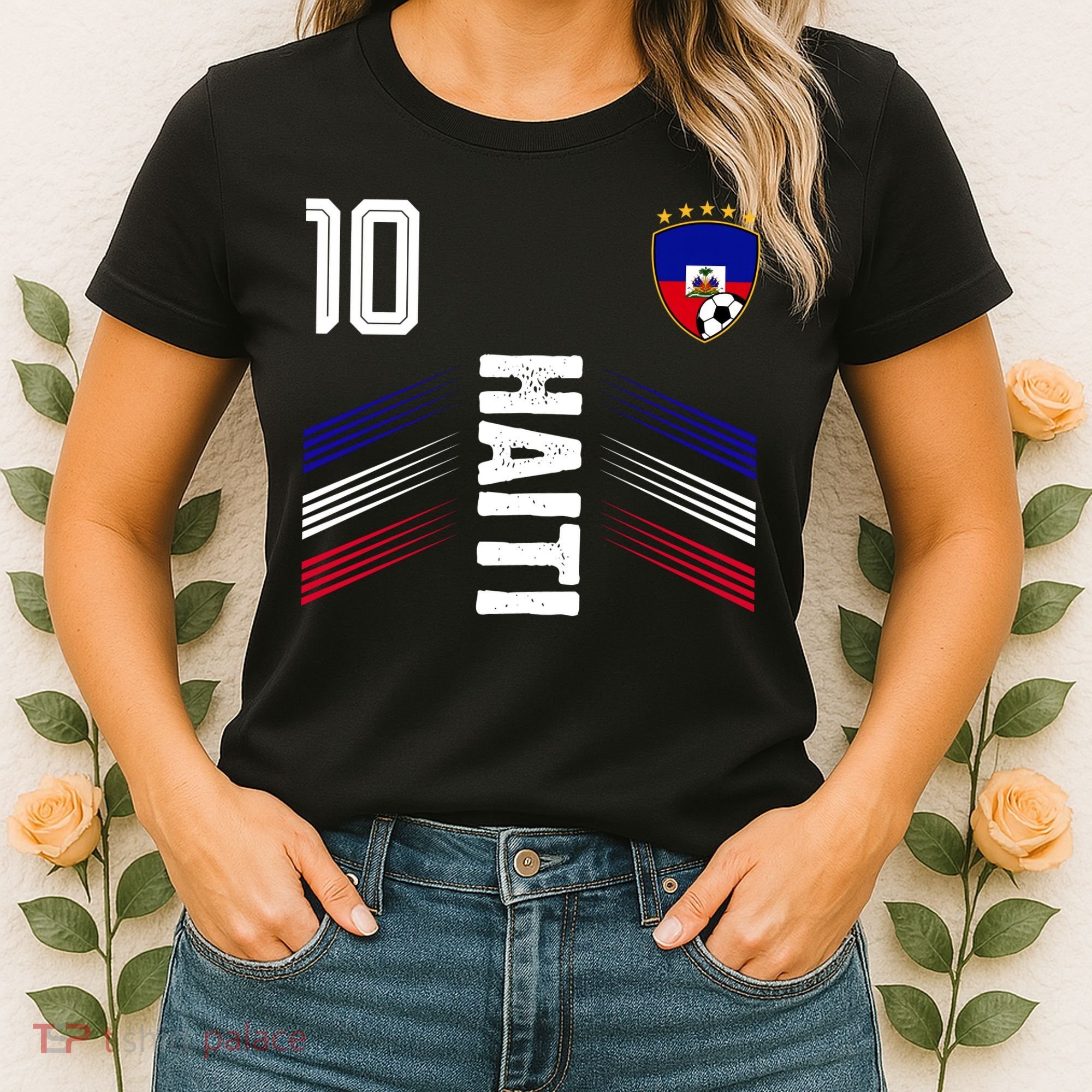 Haiti Soccer Fan Number 10 Graphic Jersey Women's T-Shirt