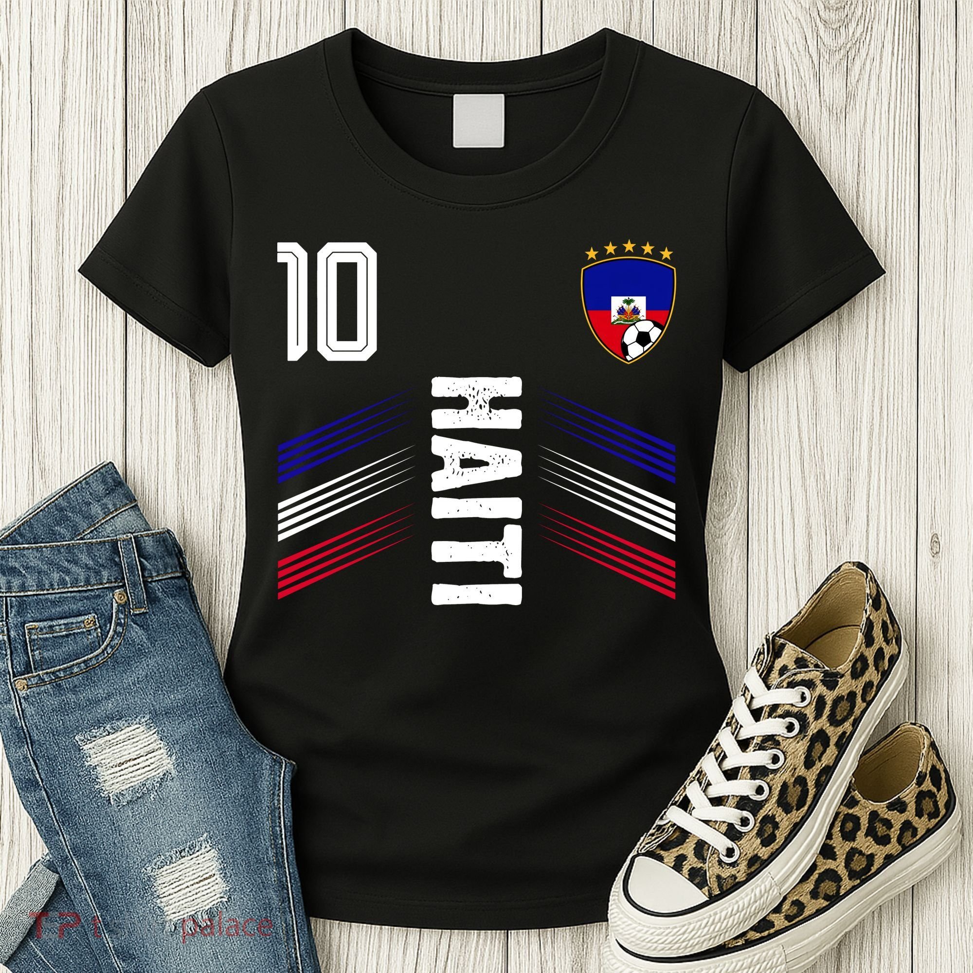 Haiti Soccer Fan Number 10 Graphic Jersey Women's T-Shirt
