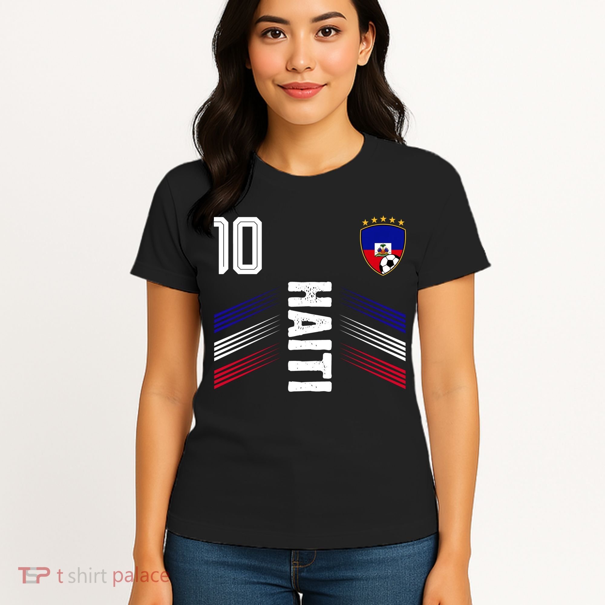 Haiti Soccer Fan Number 10 Graphic Jersey Women's T-Shirt