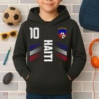 Haiti Soccer Fan Number 10 Graphic Jersey Kids Hoodie thumb 2