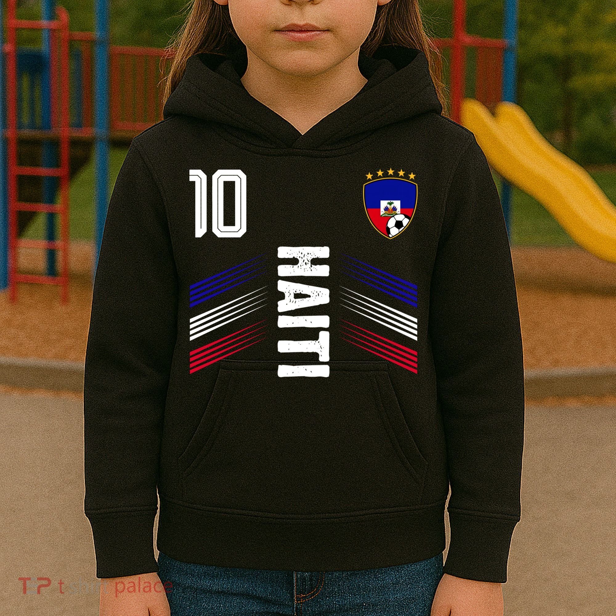 Haiti Soccer Fan Number 10 Graphic Jersey Kids Hoodie