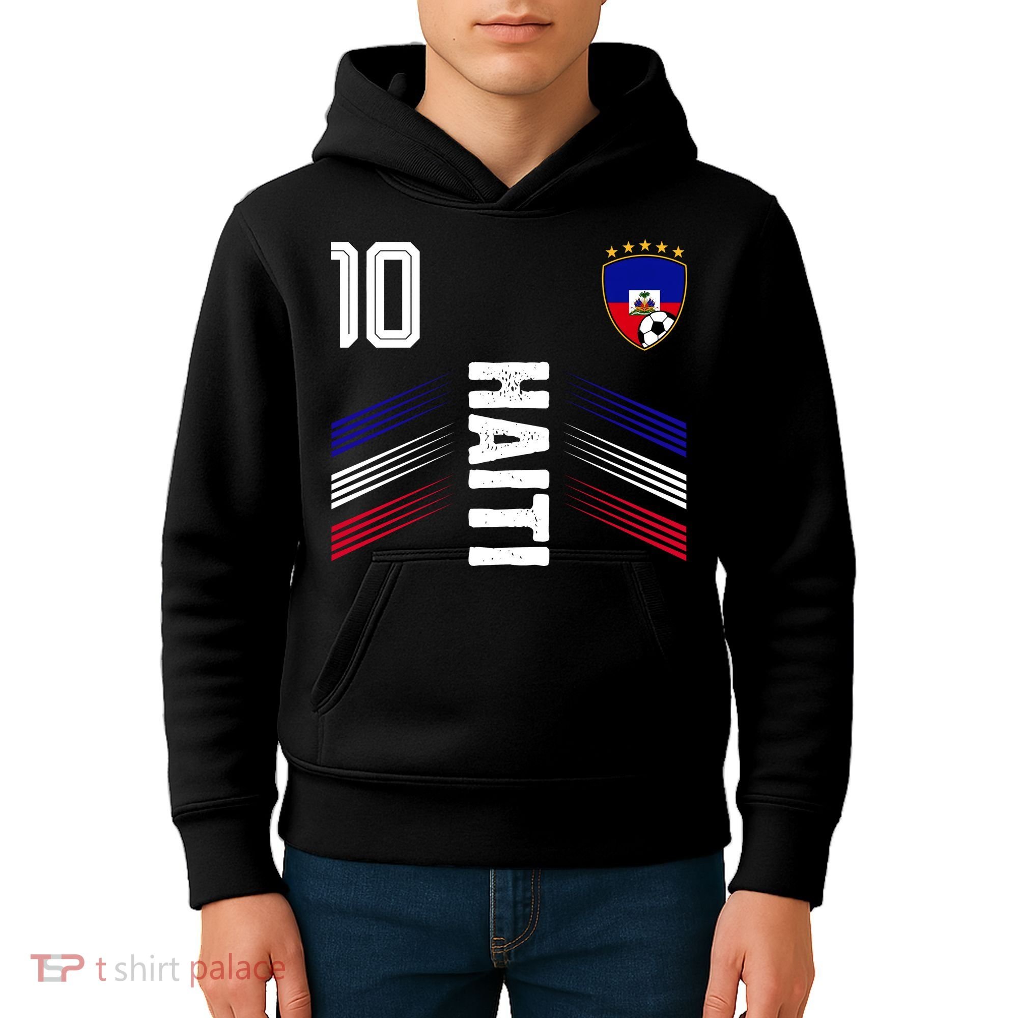 Haiti Soccer Fan Number 10 Graphic Jersey Kids Hoodie