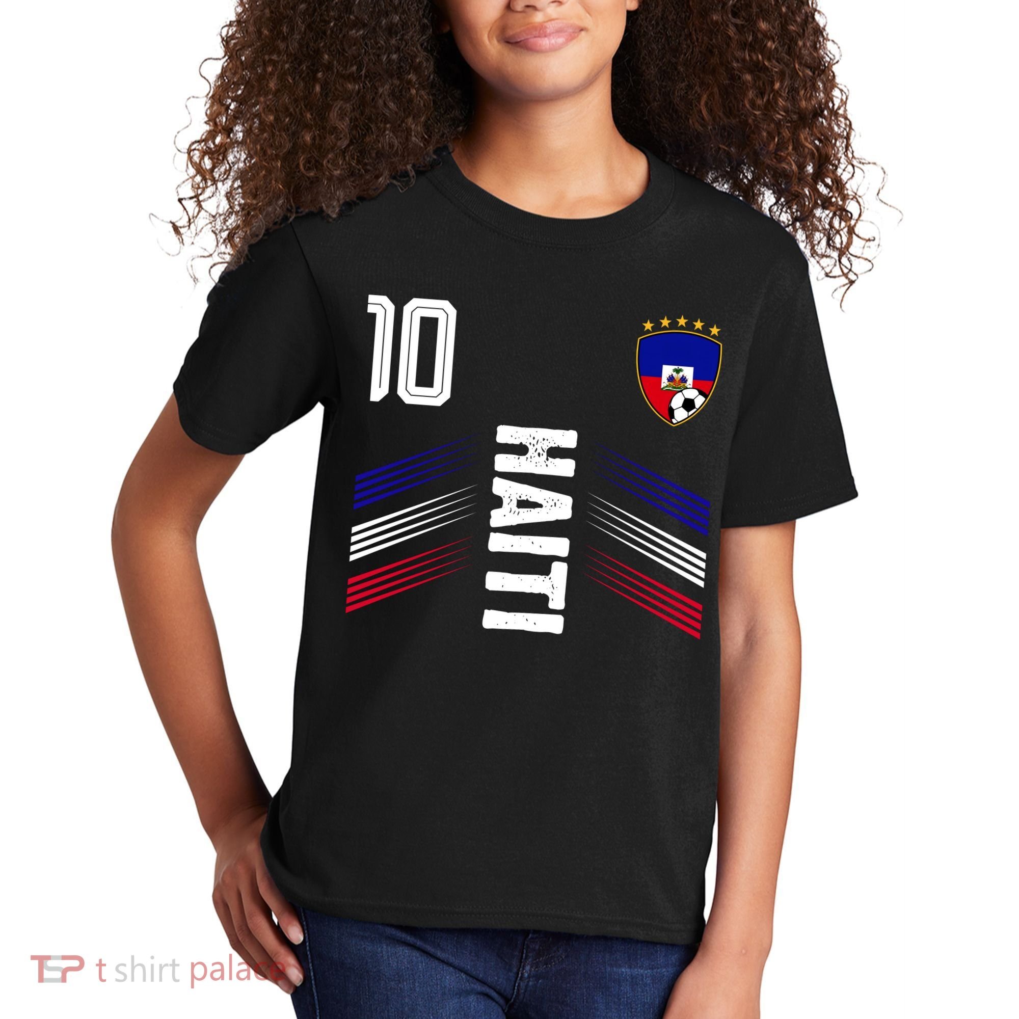 Haiti Soccer Fan Number 10 Graphic Jersey Kids T-Shirt