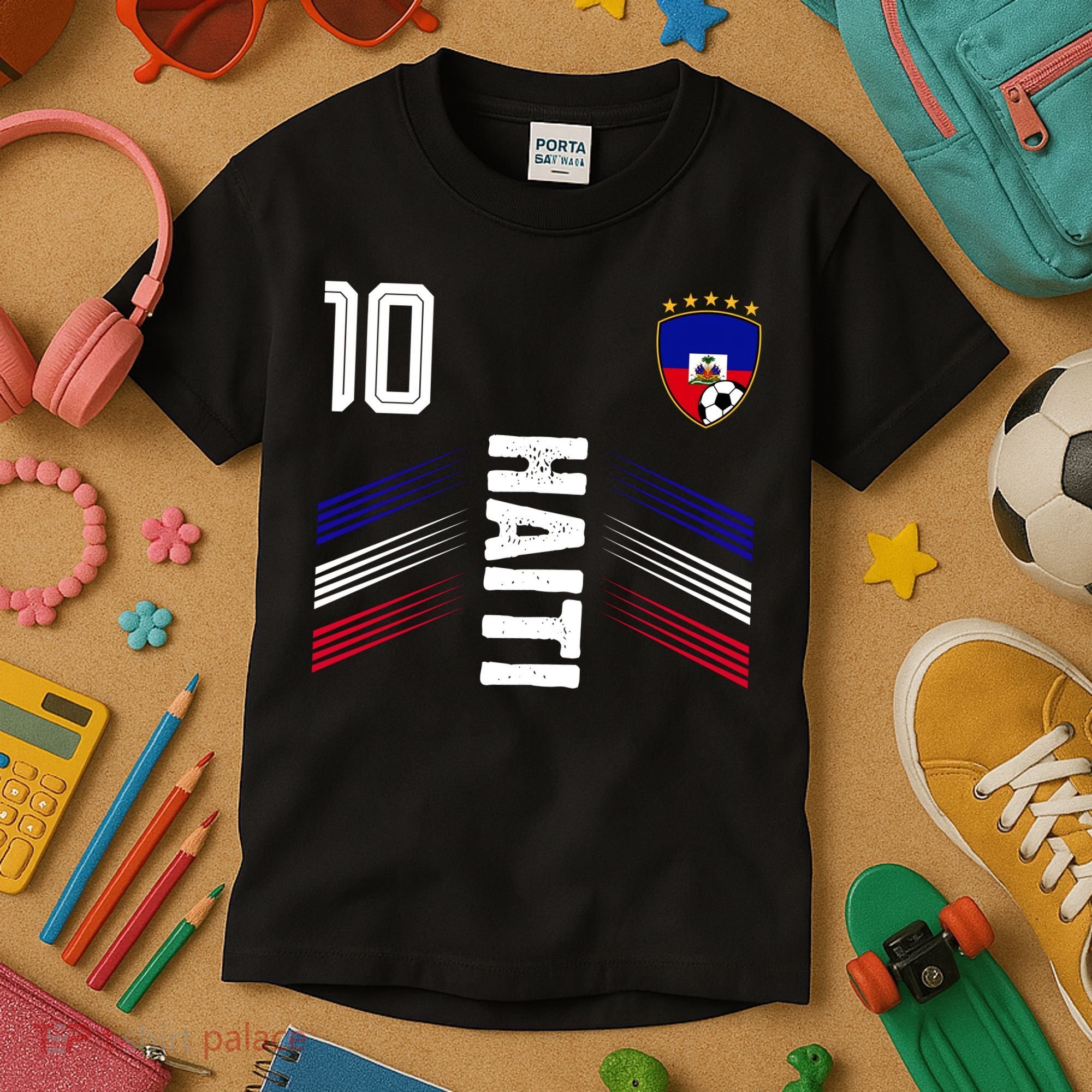 Haiti Soccer Fan Number 10 Graphic Jersey Kids T-Shirt
