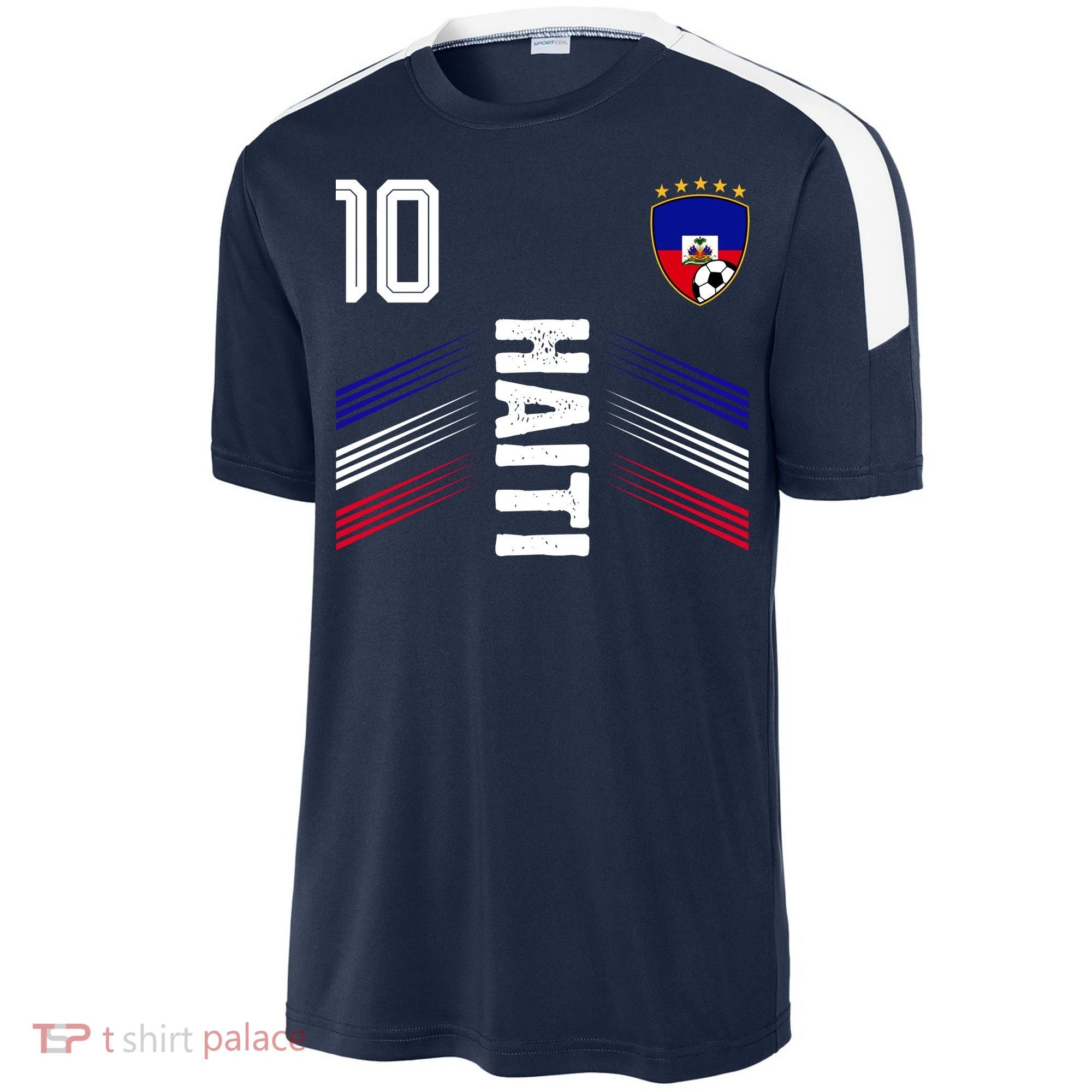 Haiti Soccer Fan Number 10 Graphic Jersey Sport-Tek Competitor United Soccer Jersey