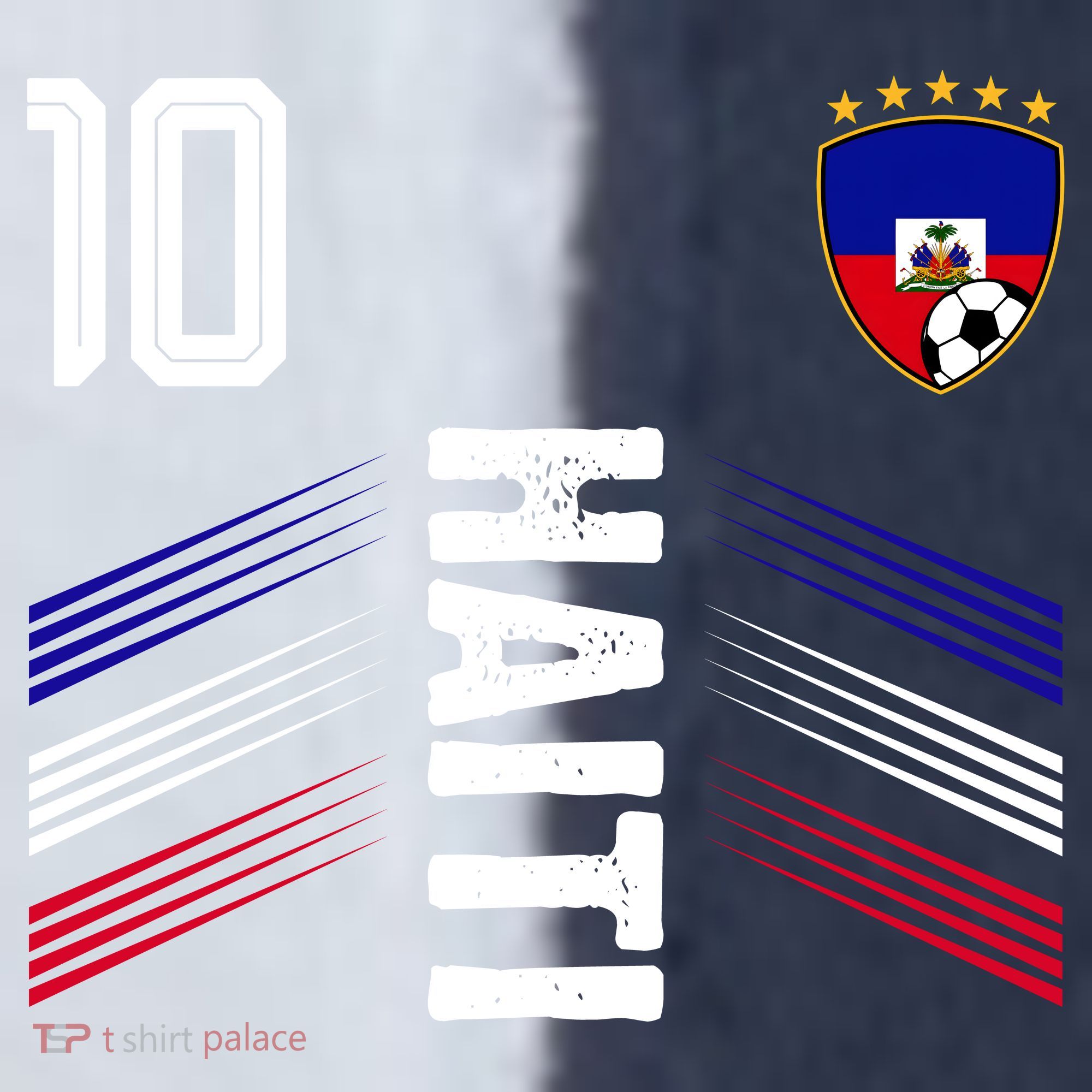 Haiti Soccer Fan Number 10 Graphic Jersey Sport-Tek Competitor United Soccer Jersey