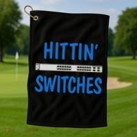 Hitting Switches Funny Network Systems Engineer Gift Golf Towel thumb 1