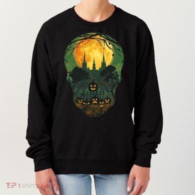Halloween Spooky Full Moon Castle Skull Women's Sweatshirt