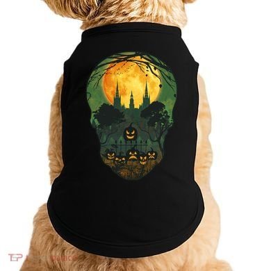 Halloween Spooky Full Moon Castle Skull Doggie Tank