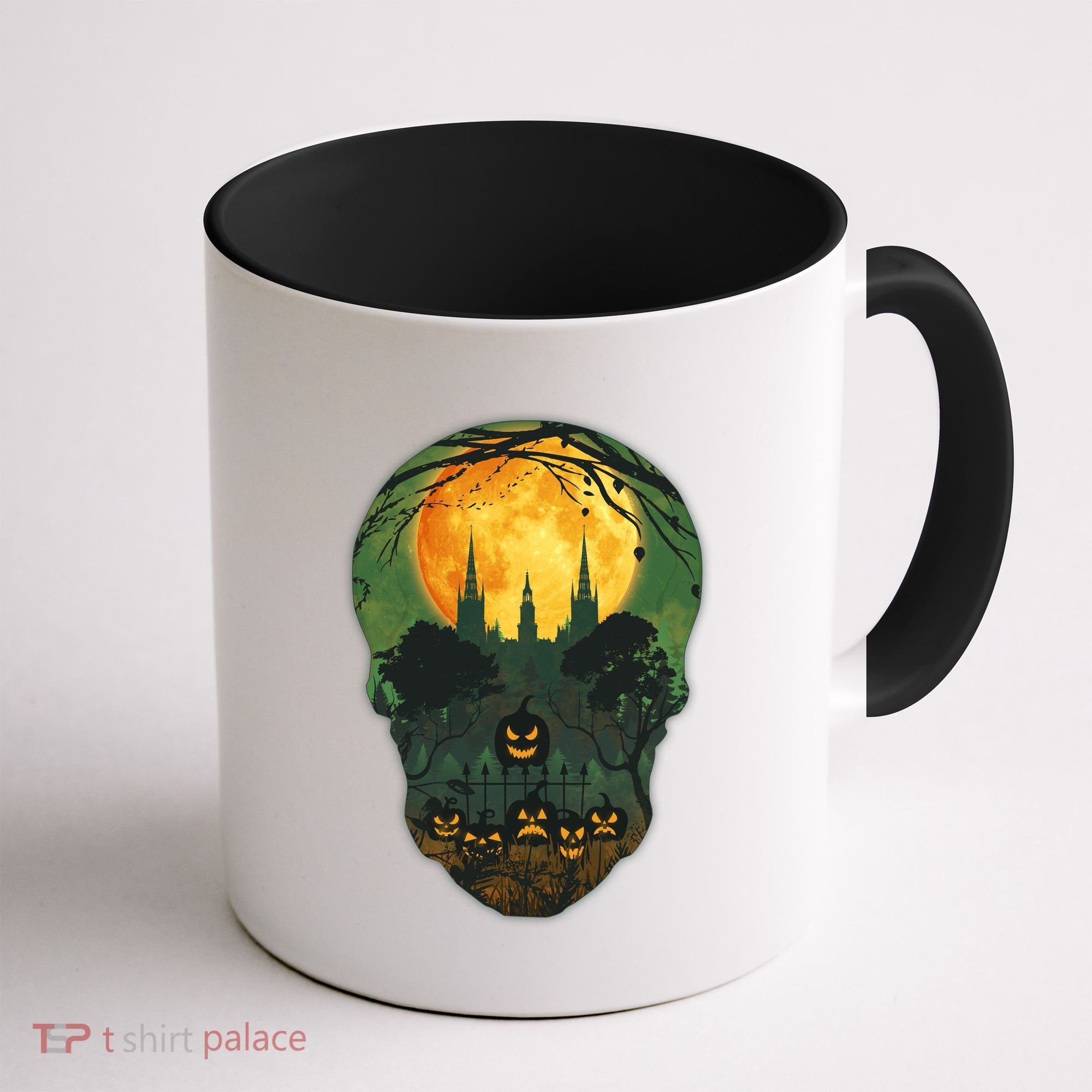 Halloween Spooky Full Moon Castle Skull Coffee Mug