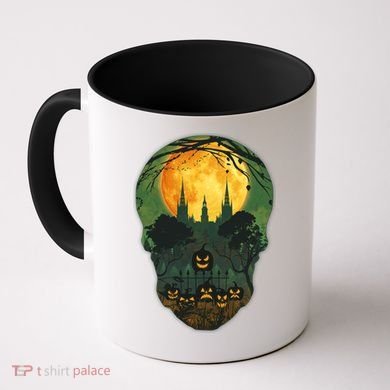 Halloween Spooky Full Moon Castle Skull Coffee Mug