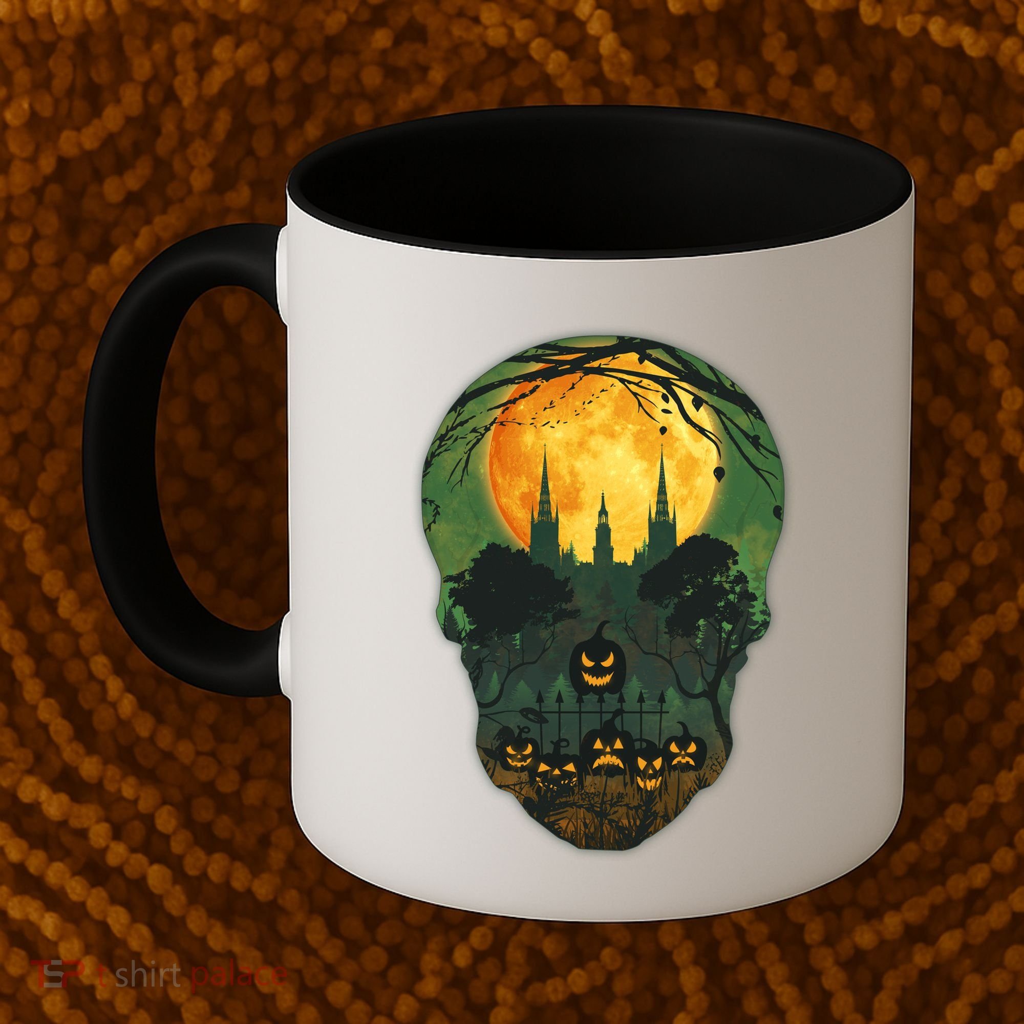 Halloween Spooky Full Moon Castle Skull Coffee Mug
