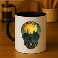 Halloween Spooky Full Moon Castle Skull Coffee Mug thumb 4