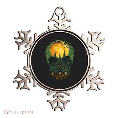 Halloween Spooky Full Moon Castle Skull Ornament