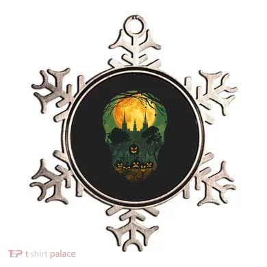 Halloween Spooky Full Moon Castle Skull Ornament