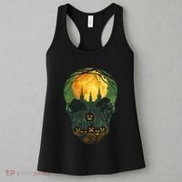 Halloween Spooky Full Moon Castle Skull Women's Tank Top thumb 3