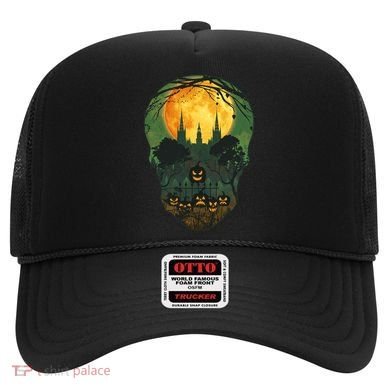 Halloween Spooky Full Moon Castle Skull Hat