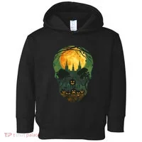 Halloween Spooky Full Moon Castle Skull Toddler Hoodie thumb 0