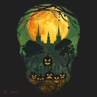 Halloween Spooky Full Moon Castle Skull Golf Towel thumb 3