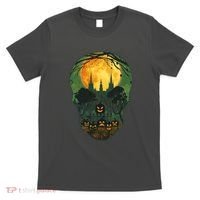 Halloween Spooky Full Moon Castle Skull T-Shirt thumb 0