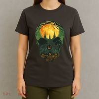 Halloween Spooky Full Moon Castle Skull T-Shirt thumb 4