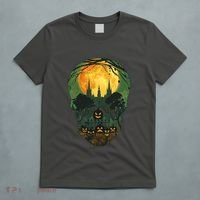 Halloween Spooky Full Moon Castle Skull T-Shirt thumb 5